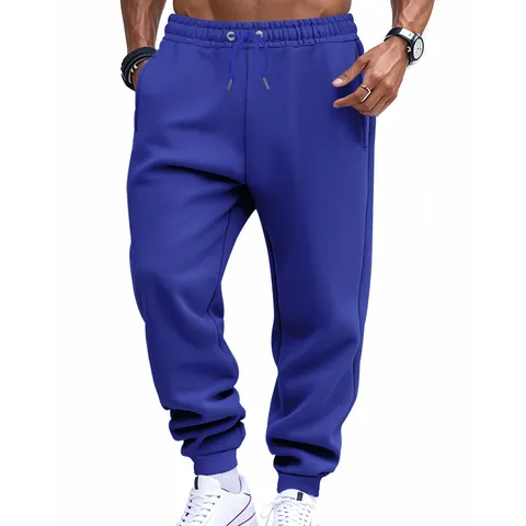 Pantaloni della Tuta Jogger da Uomo in Stile Americano Sottile Spugna Casual Sport Allenamento Fitness Coulisse Caviglie a Costine Tinta Unita