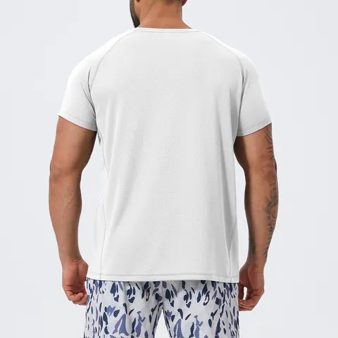 Men's American Muscle Training Fitness T-Shirt Quick Dry Breathable Mesh Raglan Sleeve Short Sleeve Round Neck Sporty Top