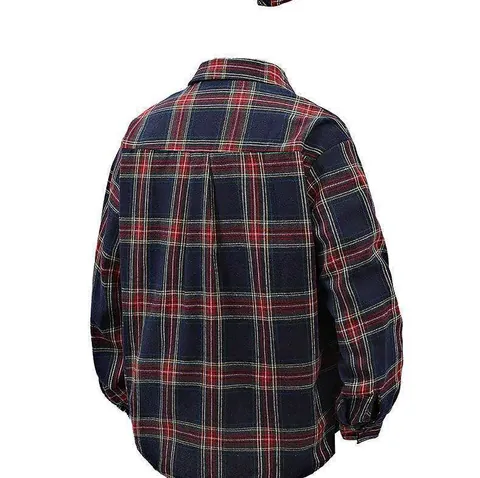 Men's Hong Kong Style Plaid Shirt Loose Fit Long Sleeve Button Down Checked Jacket Casual Unisex Top