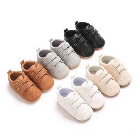 Infant Pre-walker Shoes PU Leather Anti-slip Soft Sole British Brogue Style Breathable Casual Sneakers For Baby Boys Girls