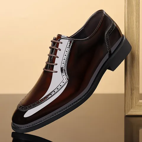 Zapatos Oxford Brogue para Hombre de Cuero Genuino de Vaca Estilo Británico Clásico Zapatos Derby Formales Suela de Goma Antideslizante