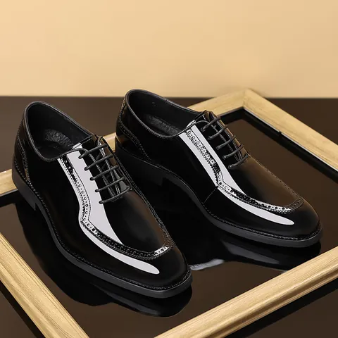 Zapatos Oxford Brogue para Hombre de Cuero Genuino de Vaca Estilo Británico Clásico Zapatos Derby Formales Suela de Goma Antideslizante