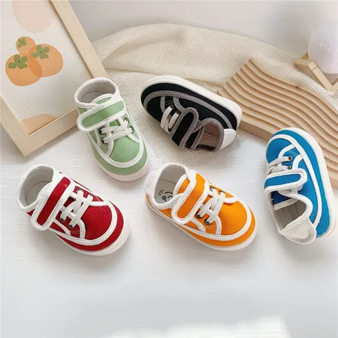 Kleinkinder Kinder Segeltuchschuhe Sneaker Einfarbig Weiche Sohle Klettverschluss Gehschuhe Für Jungen Mädchen Unisex Lässiges Tägliches Schuhwerk