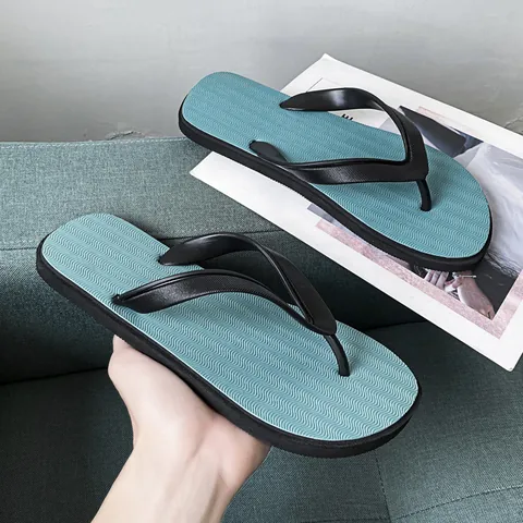 Men Fashion Flip Flops Casual Outdoor Beach Slippers With Wave Non Slip Texture PVC Material Lightweight Summer Footwear