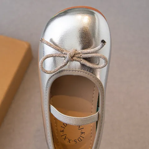 Mädchen Prinzessin Schuhe Schleife Mary Jane Flats Metallisches PU Leder Kleinkind Kinder Casual Party Kleidung Schuhe Weiche Sohle