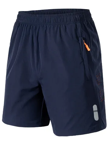 Herren Schnelltrocknend Sport Shorts Atmungsaktiv Elastisch Fitness Training Shorts Reflektierende Reißverschlusstaschen Laufhose