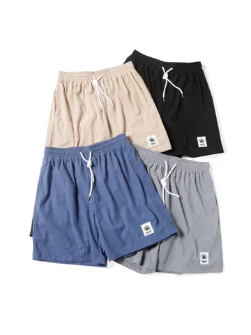 Herren Casual Kord Shorts Sommer Strandbekleidung Elastische Taille Kordelzug Taschen Gerade Bein Shorts Für Herren Unterteile