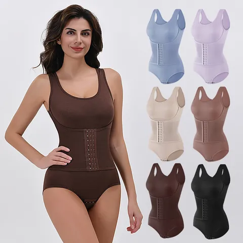 Body Moldeador para Mujer Control de Abdomen Talle Alto Faja Reductora Levantamiento de Cadera Mono Con Cierre de Corchetes Elástico Transpirable