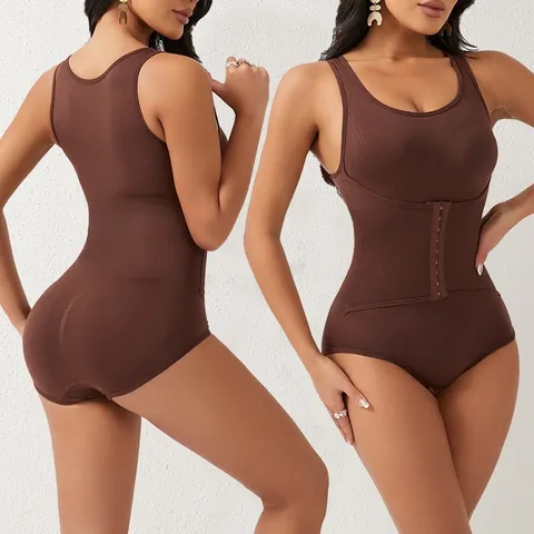 Body Moldeador para Mujer Control de Abdomen Talle Alto Faja Reductora Levantamiento de Cadera Mono Con Cierre de Corchetes Elástico Transpirable