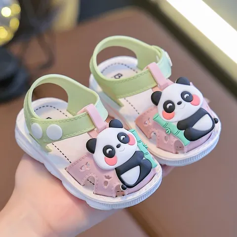 Cartoon Panda Baby Sandalen Sommer Kleinkind Lauflernschuhe PVC Rutschfest Weiche Sohle Geschlossene Sandale Jungen Mädchen