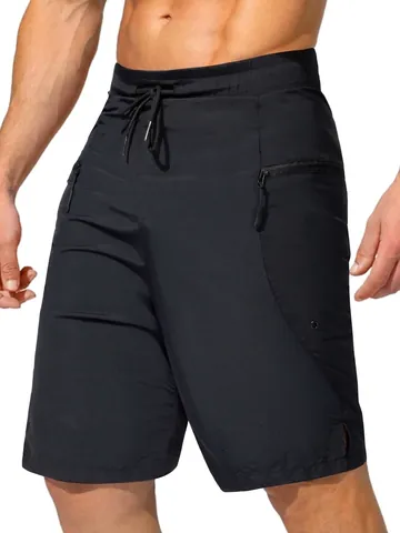 Men Beach Shorts Quick Dry Nylon Swim Trunks Casual Summer Surf Board Shorts With Zipper Pockets Elastic Waist Bottoms For Men