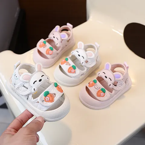 Sandales d'Été pour Bébé Dessin Animé Lapin Antidérapant Semelle Souple Respirant Chaussures de Marche pour Garçons Filles Nourrissons