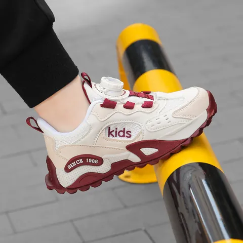 Chaussures de Course à Boucle Rotative pour Enfants Baskets en Maille Respirante pour Garçons et Filles Chaussures de Sport Légères Antidérapantes
