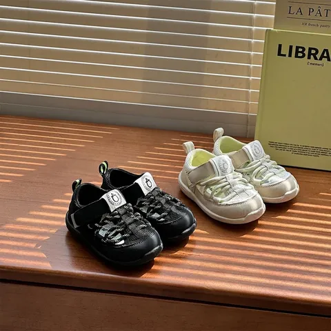 Baby Summer Sandals Infants Toddler First Walkers Shoes Breathable Mesh Soft Sole Anti-collision Toe Hook and Loop Beige Black Sandals