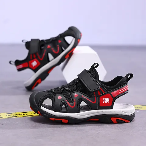 Boys Closed Toe Sport Sandals Non-Slip Soft Sole Outdoor Beach Shoes Kids Breathable Summer Velcro Casual Athletic Sandals