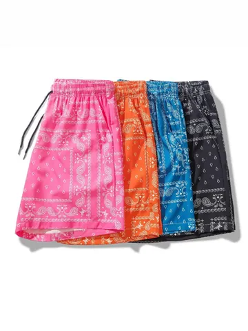 Pantaloncini da Mare da Uomo con Stampa Paisley Estivi Taglia Europea Larghi Asciugatura Rapida Coulisse Vita Elastica