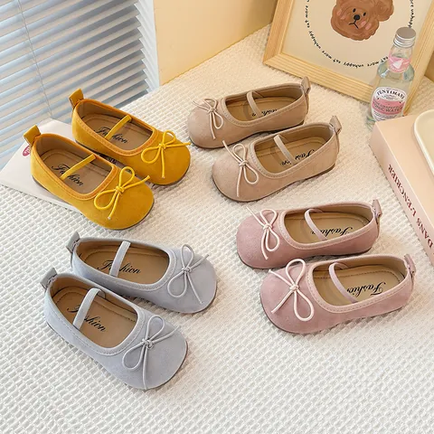 Girls Mary Jane Shoes Bowknot Princess Shoes Kids Soft Sole Flat Shoes Korean Style Casual Spring Autumn Children Leather Shoes