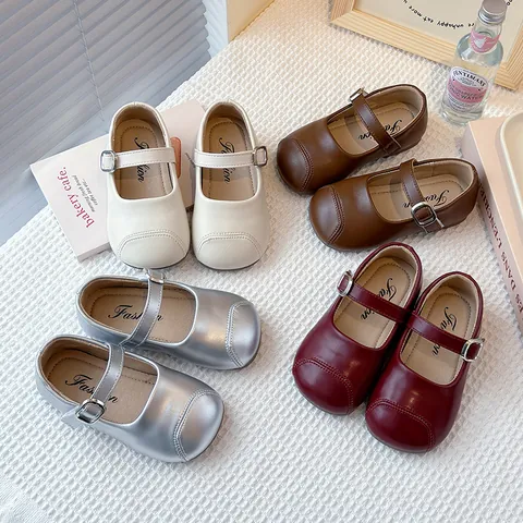 Girls Mary Jane Shoes Faux Leather Princess Shoes Soft Sole Casual Flats Dress Shoes Spring Autumn Toddler Footwear For Girls