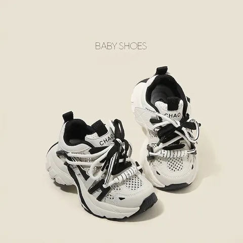 Zapatillas de Malla Transpirable para Niños Zapatos de Papá Moda Niños Niñas Primavera Verano Casual Deportivo Antideslizante Calzado Exterior