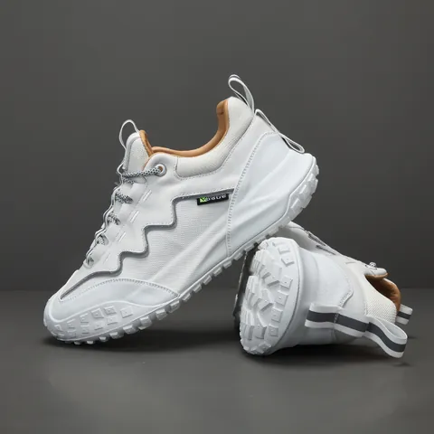 Chaussures de Randonnée en Cuir Véritable pour Hommes Printemps 2025 Mode Semelle Épaisse Respirantes Sportives