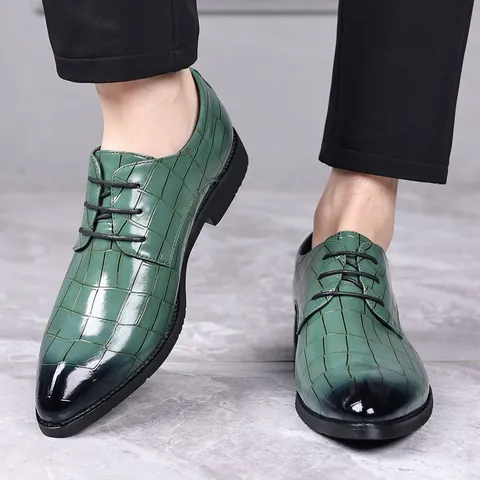 Zapatos de Vestir Formales de Negocios para Hombre Estilo Británico Punta Estrecha con Cordones Patrón en Relieve Zapatos de Cuero PU Calzado