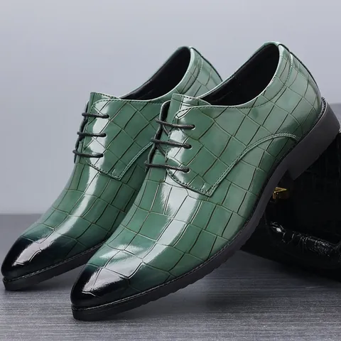 Zapatos de Vestir Formales de Negocios para Hombre Estilo Británico Punta Estrecha con Cordones Patrón en Relieve Zapatos de Cuero PU Calzado