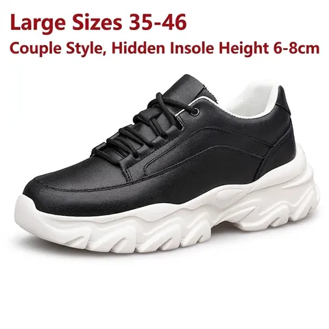 Sneakers Chunky con Rialzo Interno Uomo Donna Pelle di Vacca Traspirante Suola Spessa Scarpe Platform Sport Casual Scarpe da Passeggio
