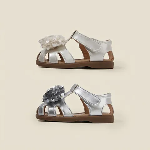 Baby Mädchen Sommer Prinzessin Sandalen Niedlich Schleife Pailletten Mikrofaser Leder Lauflernschuhe Weiche Sohle Rutschfest