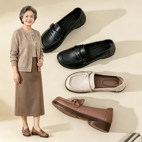 Women Comfort Slip-on Loafers Casual Microfiber Leather Mother Shoes Bow Flat Shoes Non-slip Soft Sole Walking Shoes Spring New