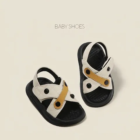 Toddler Boys Girls Summer Sandals Microfiber Leather Quilted Non-Slip First Walker Shoes Casual Flat Soft Sole Velcro Kids Baby Shoes