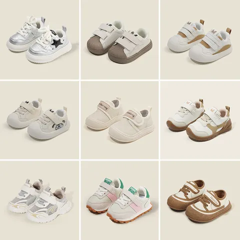 Toddler Walking Shoes Breathable Mesh Microfiber Leather Anti-slip Velcro Sneakers Casual Sports Shoes For Boys Girls Summer