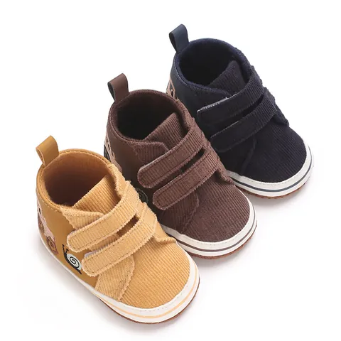 Infant Baby Boy Corduroy Embroidered Soft Sole Pre-walker Shoes Casual Velcro Sneakers For First Walkers Newborn Gifts