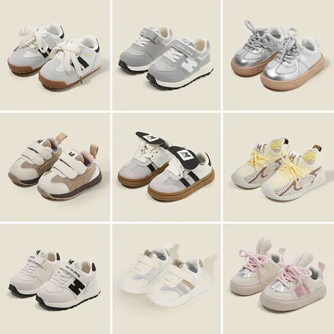 Infant Baby Toddler Walking Shoes Soft Sole German Trainer Style Non-slip Sneakers For Boys Girls Casual Board Shoes Superfiber Leather Lightweight Footwear