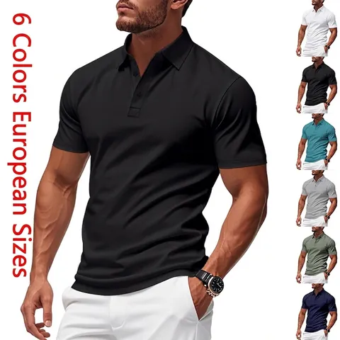 Polo de Golf Unisexe à Séchage Rapide Respirant Manches Courtes Col Montant Couleur Unie Sport Décontracté Haut T-Shirt en Polyester