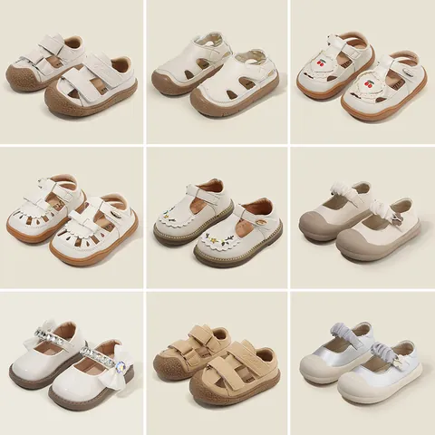 Summer Toddler Walking Shoes Microfiber Leather Anti-Collision Non-Slip Sandals For Boys Girls Infant Soft Sole Shoes