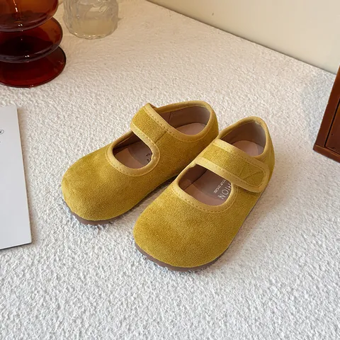Girls Mary Jane Shoes Vintage PU Leather Casual Flat Shoes With Hook And Loop For Toddler Little Kids Spring Daily Wear