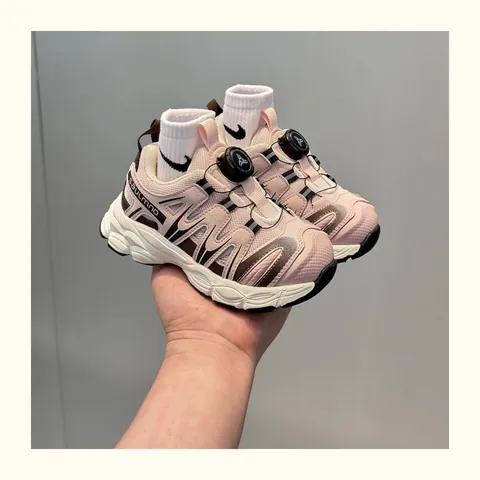 Baskets de Course Respirantes pour Enfants Garçons Filles Boucle Rotative Patchwork Microfibre Caoutchouc Semelle Chunky Chaussures de Sport Décontractées