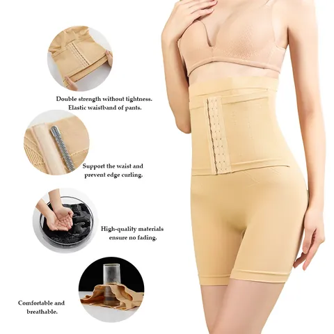Faja Pantalón Sin Costuras de Talle Alto para Mujer Pantalones Moldeadores con Cierre de Corchetes Textura de Panal