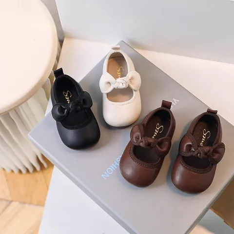 Zapatos de Princesa Mary Jane para Bebés Niñas Lazo Suela Blanda Zapatos para Caminar Bailarinas para Bebés para Primavera Otoño