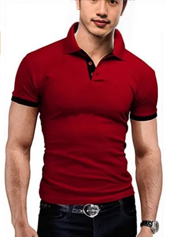 Men Slim Fit Short Sleeve Polo Shirt Contrast Color Patchwork Breathable Quick Dry Sport Casual Workwear Top