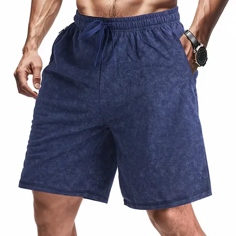Men's Summer Tie-Dye Terry Cloth Casual Sports Shorts American Style Loose Fit Drawstring Waist Beach Five-Point Pants