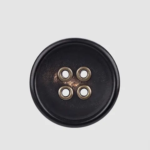 Japanese Style Natural Buffalo Horn Buttons For Coats Suits 4-Hole Black Brown Vintage Decorative Sew On Buttons With Metal Eyelets