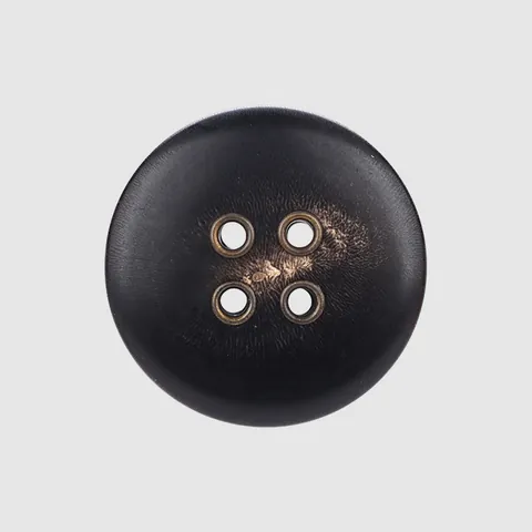 Japanese Style Natural Buffalo Horn Buttons For Coats Suits 4-Hole Black Brown Vintage Decorative Sew On Buttons With Metal Eyelets