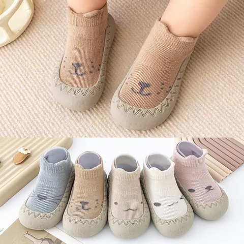 Infant Toddler Sock Shoes Non-slip Soft Sole Baby Indoor Floor Shoes Cartoon Face Breathable First Walkers For Boys Girls