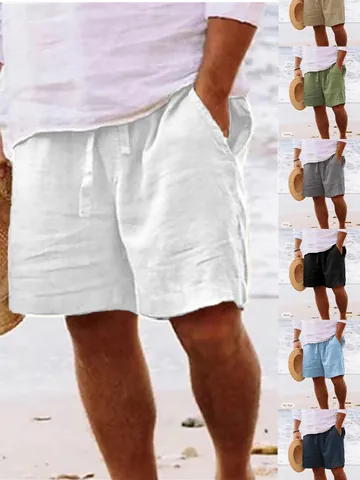 Pantaloncini da Mare Casual in Poliestere da Uomo Tinta Unita Vita Elastica con Coulisse Estate Asciugatura Rapida Boardshorts per Uomo