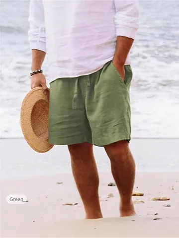 Pantaloncini da Mare Casual in Poliestere da Uomo Tinta Unita Vita Elastica con Coulisse Estate Asciugatura Rapida Boardshorts per Uomo