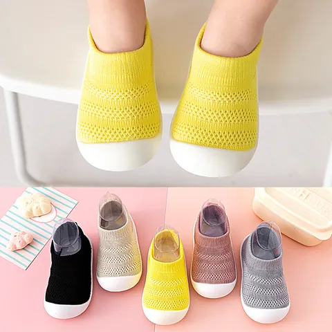 Toddler Baby Prewalker Shoes Breathable Cotton Blend Mesh Soft Sole Non-Slip Infant Walking Sneakers For Boys Girls Casual