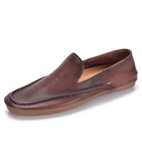 Men Genuine Leather Loafers Comfortable Cowhide Driving Shoes Business Casual Slip-on British Style Moccasins Men Shoes