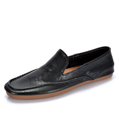 Men Genuine Leather Loafers Comfortable Cowhide Driving Shoes Business Casual Slip-on British Style Moccasins Men Shoes