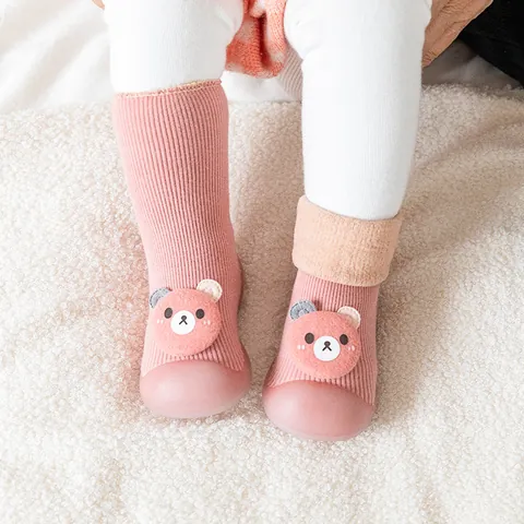 Winter Thick Baby First Walkers Shoe Socks Cotton Soft Sole Anti-Slip Cartoon Bear Toddler Indoor Floor Socks Shoes